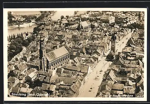 AK Straubing, Ortsansicht vom Flugzeug aus
