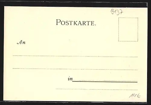 Lithographie Assenhausen /Starnberger See, Hotel Rottmanns-Hoehe, Panorama mit Ober-Allmannshausen u. Bismarckdenkmal