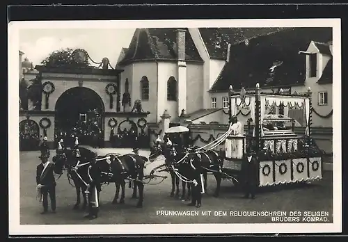 AK Wasserburg am Inn, Prunkwagen mit dem Reliquienschrein des seligen Bruders Konrad