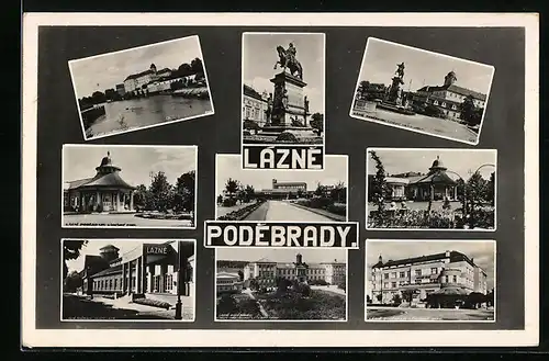 AK Bad Podiebrad / Podebrady, Gebäudeansichten, Denkmal