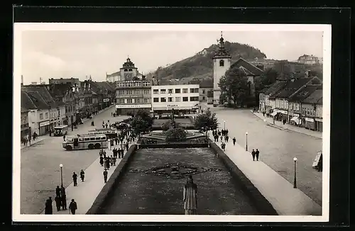 AK Beraun / Beroun, Namesti, Radnice, Omnibusse