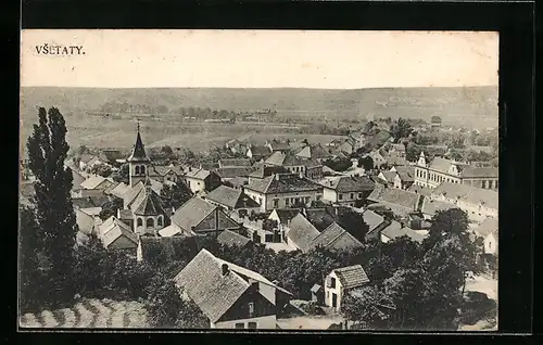 AK Vsetaty, Ortsansicht aus der Vogelschau