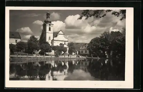 AK Chocerady n. Saz., Ansicht der Kirche