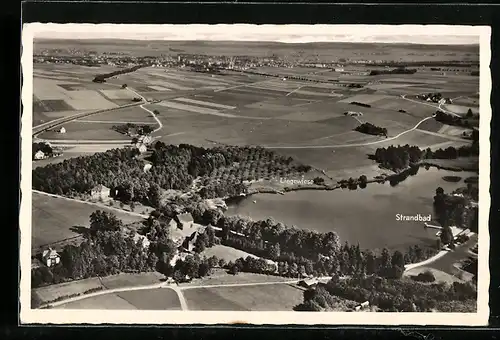 AK Weiherhaus-Buxheim bei Memmingen, Panorama mit Strandbad und Liegewiese