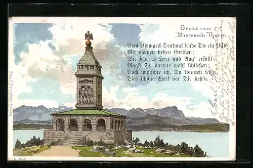 Lithographie Starnberg, Bismarck-Turm