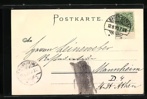 Künstler-AK Gottfried Graf: Baden-Baden, Ortspartie mit Brücke