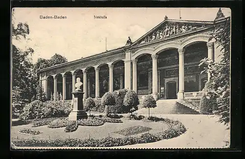 AK Baden-Baden, Trinkhalle mit Büste