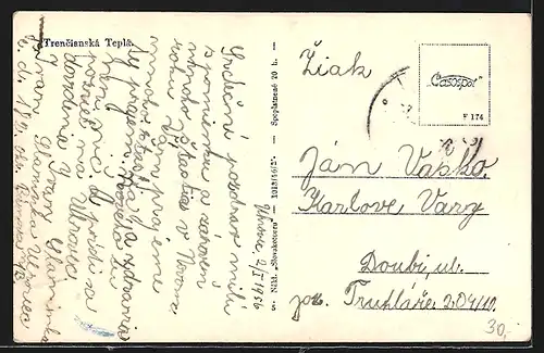 AK Trencenteplic, Gesamtansicht mit Kirche und Umland