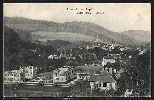 AK Trencenteplic, Das Villental aus der Vogelschau