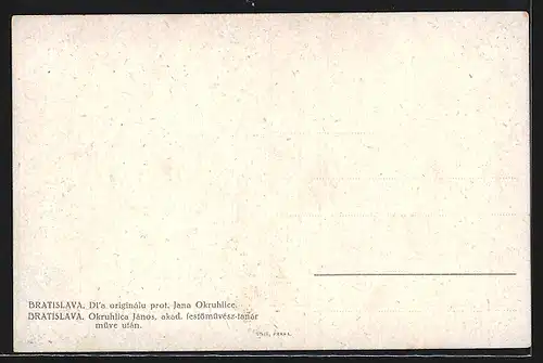 Künstler-AK Bratislava, Ortspartie mit Burg