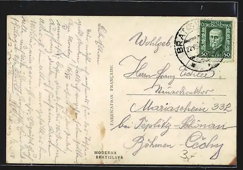 AK Bratislava, Flusspartie mit Burg