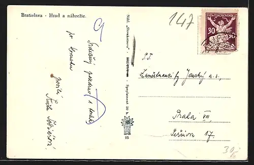 AK Bratislava, Panorama mit Dampfer