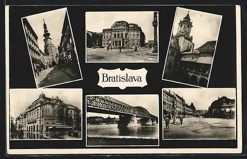 AK Bratislava, Gebäudeansicht, Brücke, Tor