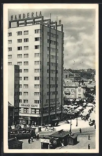 AK Bratislava, Námestie Republiky mit Manderla und Strassenbahn
