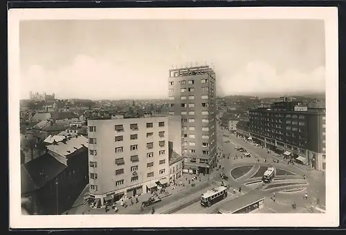 AK Bratislava, A. Hlinka-Platz aus der Vogelschau