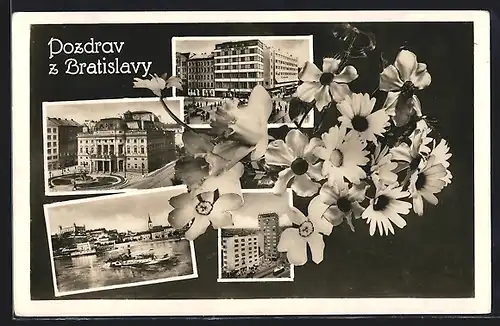 AK Bratislava, Hotel Carlton, Ortsansicht mit Dampfer