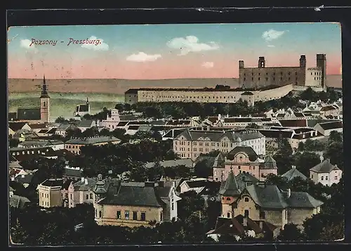 AK Bratislava, Ortsansicht mit Schloss