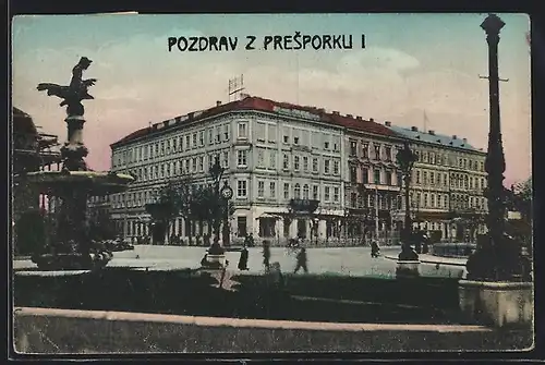 AK Pressburg, Hotel Savoy und Theaterplatz