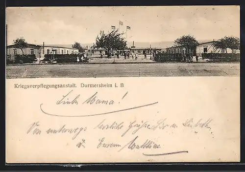 AK Durmersheim i. B., Blick auf die Kriegsverpflegungsanstalt