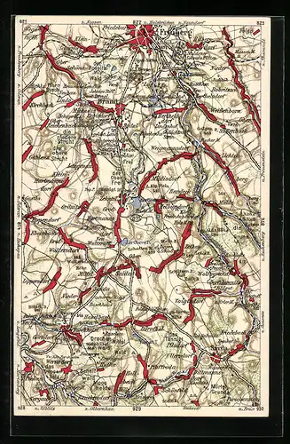 AK Freiberg, Geografische Landkarte vom Ort mit Umgebung