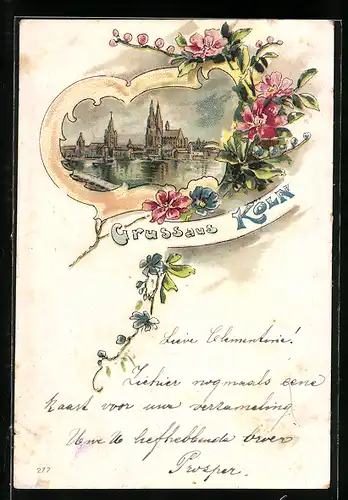 Lithographie Köln, Ortsansicht mit Dom