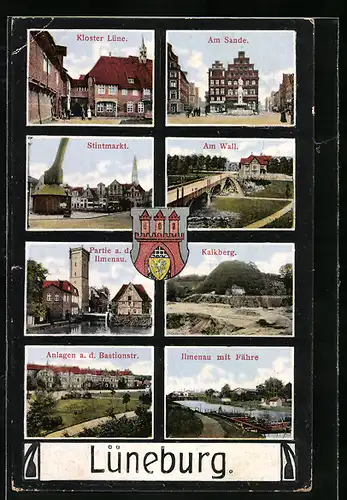 AK Lüneburg, Kalkberg, Ilmenau mit Fähre, Kloster Lüne, Stintmarkt