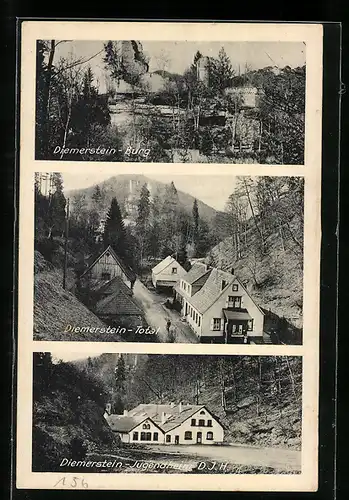 AK Diemerstein, Jugendheim D. J. H., Burg, Totalansicht