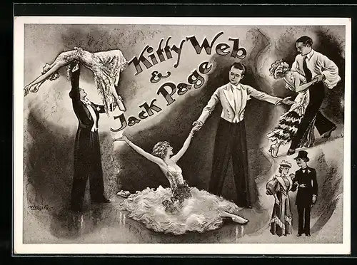 AK Kitty Web & Jack Page, Mehrfachansicht, Tanzpaar