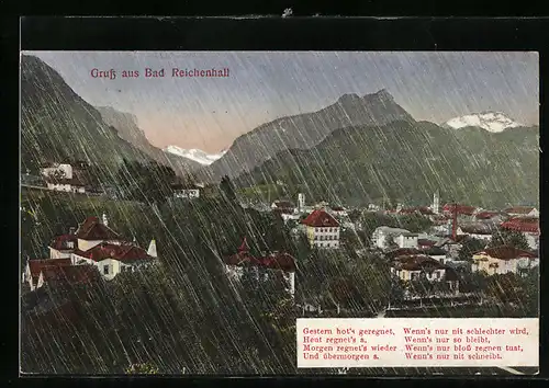 AK Bad Reichenhall, Teilansicht bei Regen, Meteorologie