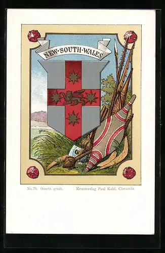 Lithographie Wappen von New-South-Wales