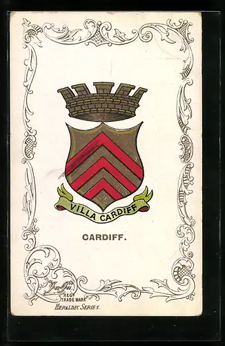 Künstler-AK Cardiff, Wappen mit Krone