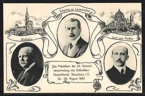 AK Strassburg i. E., Das Präsidium d. 52. Generalversammlung d. Katholiken Deutschlands 1905, Erbprinz zu Loewenstein