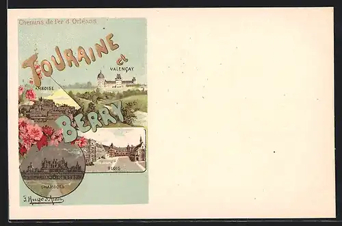 Künstler-AK sign. A. d`Alesi: Chambord, Blois, Amboise, Valencay, Touraine et Berry, Tourismus