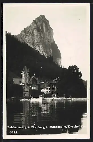 AK Plomberg a. Mondsee, Ortsansicht mit Drachenwand