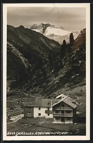 AK Berliner Hütte, Gasthaus Alpenrose mit Olperer, Waxeck-Hütte