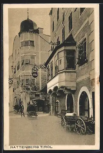 AK Rattenberg, Strassenpartie mit Gasthaus