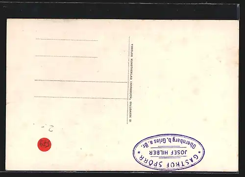 AK Obernberg am Brenner, Wanderer mit Blick zur Kirche