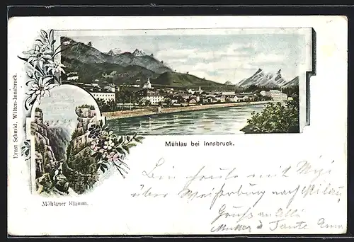 Lithographie Innsbruck, Mühlau und Mühlauer Kamm