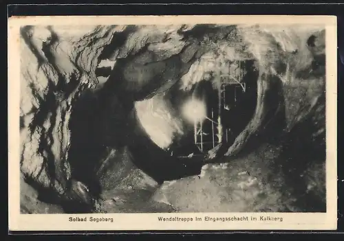 AK Segeberg, Solbad, Wendeltreppe im Eingangsschacht im Kalkberg