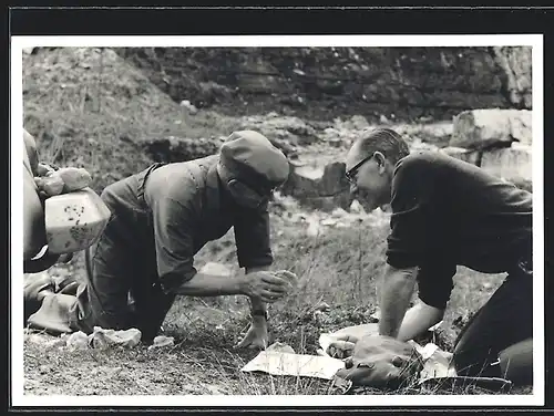 Foto-AK Hersbruck /Oberpfalz, Steinbruch Schupf, Bergwerkarbeiter 1965