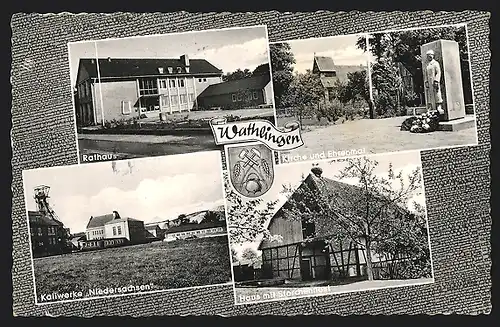 AK Wathlingen, Kaliwerke Niedersachsen, Rathaus, Kirche und Ehrenmal