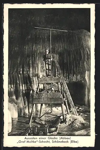 AK Schönebeck an der Elbe, Salzbergwerk, Aussolen einer Glocke