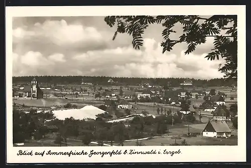 AK Georgenfeld b. Zinnwald i. Erzgeb., Ortsansicht des Bergbaudorfs mit Schutthaufen