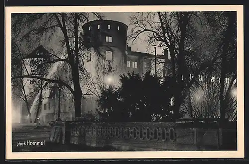 AK Stuttgart, Brand des Stuttgarter Alten Schlosses, Das brennende Schloss bei Nacht
