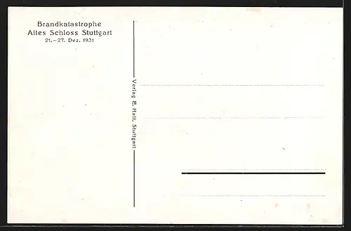 AK Stuttgart, Brandkatastrophe Altes Schloss 1931