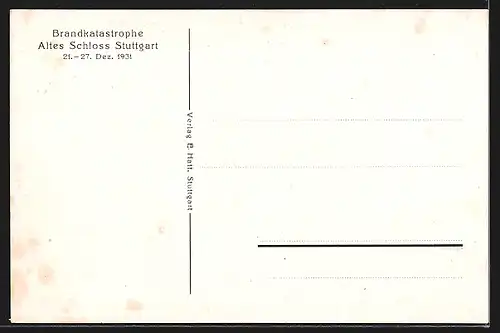 AK Stuttgart, Altes Schloss nach dem Brand 1931