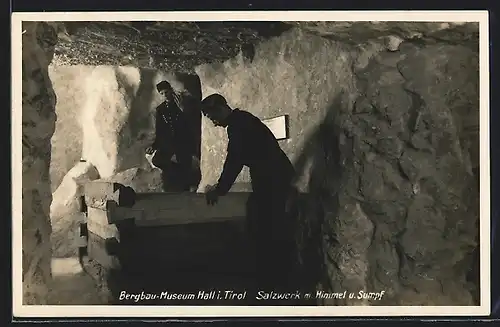 AK Hall, Bergbau Museum, Salzwerk mit Himmel und Sumpf