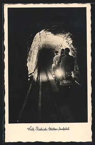 AK Dürrnberg b. Hallein, Salzbergwerk, Wolf-Dietrich Stollen, Ausfahrt