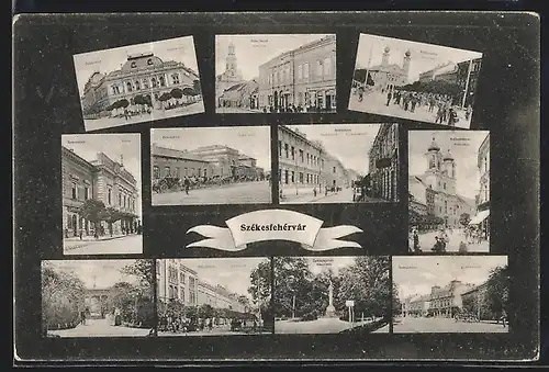 AK Székesfehérvár, Széchenyi-utca, Kossuth-utca, Szinház