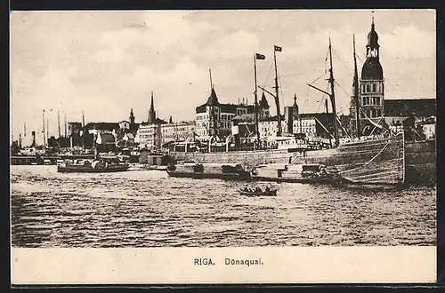 AK Riga, Dünaquai mit Schiffen